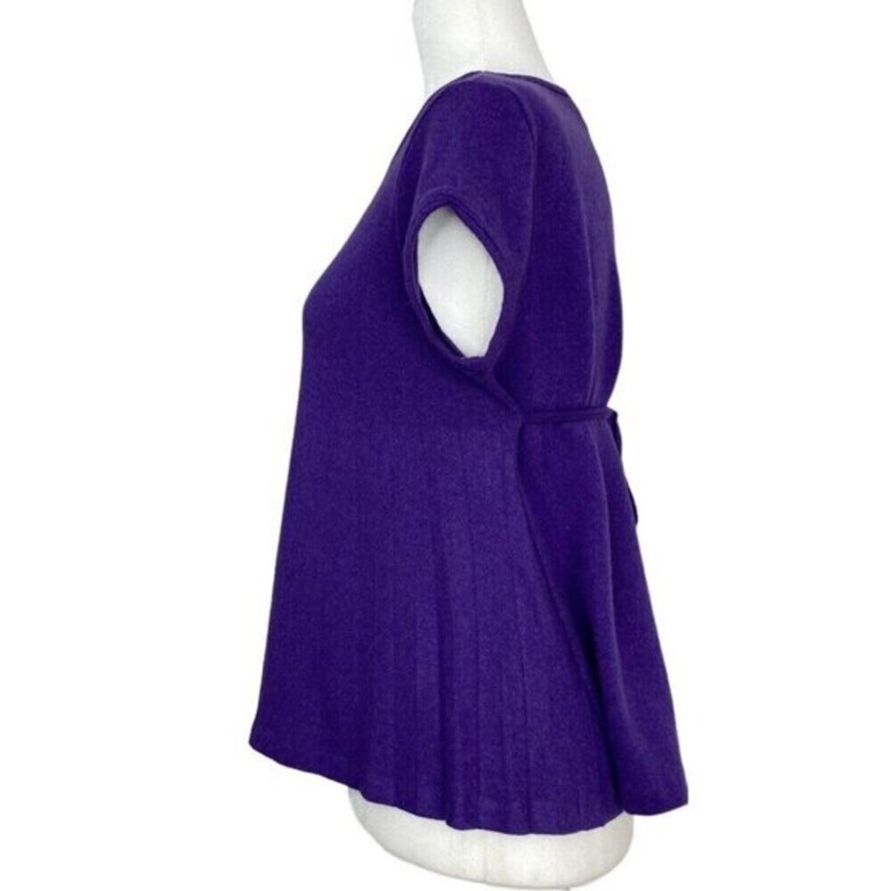 Fendi Roma Purple Wool Angora Blend Short Sleeve Knit Top IT 44 FR 40 - Picture 4 of 15